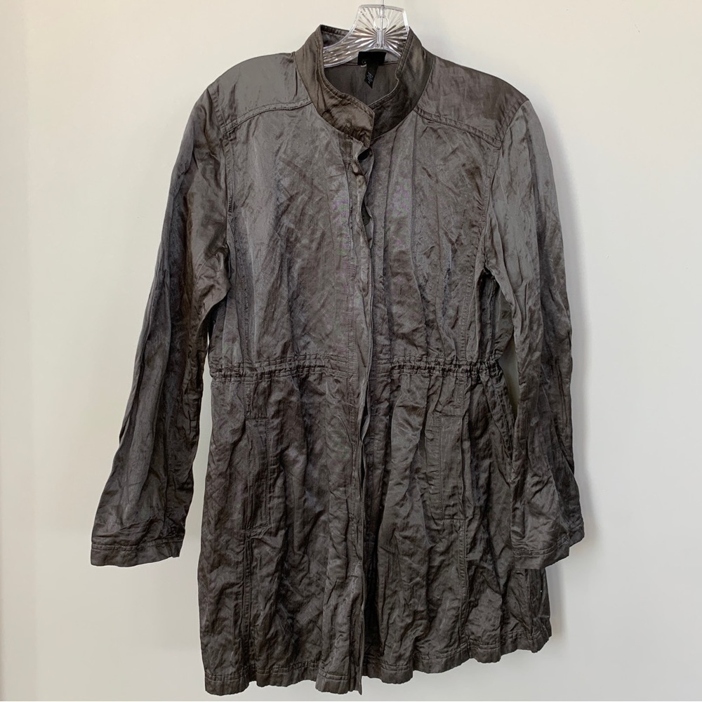 Eileen Fisher Silvery Gray Button Down Jacket Size‎ PL